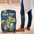 Personalised Gold Coast Titans Luggage Cover Polynesian Tribal Pattern With Rugby Titan Mascot Art