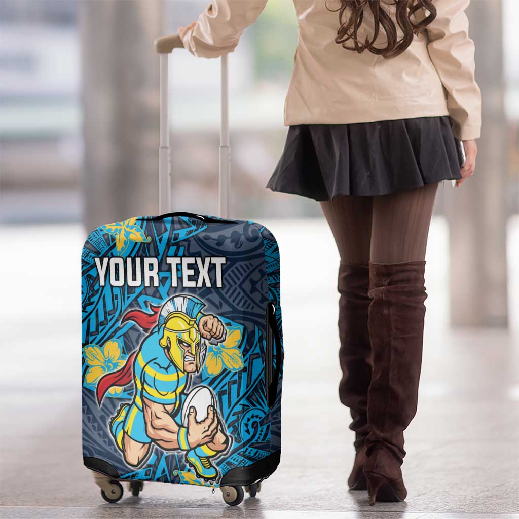 Personalised Gold Coast Titans Luggage Cover Polynesian Tribal Pattern With Rugby Titan Mascot Art