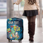 Personalised Gold Coast Titans Luggage Cover Polynesian Tribal Pattern With Rugby Titan Mascot Art