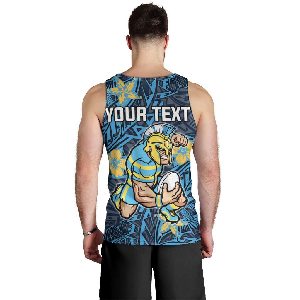 Personalised Gold Coast Titans Men Tank Top Polynesian Tribal Pattern With Rugby Titan Mascot Art