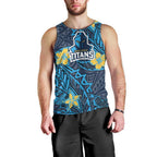 Personalised Gold Coast Titans Men Tank Top Polynesian Tribal Pattern With Rugby Titan Mascot Art