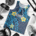 Personalised Gold Coast Titans Men Tank Top Polynesian Tribal Pattern With Rugby Titan Mascot Art