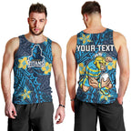 Personalised Gold Coast Titans Men Tank Top Polynesian Tribal Pattern With Rugby Titan Mascot Art