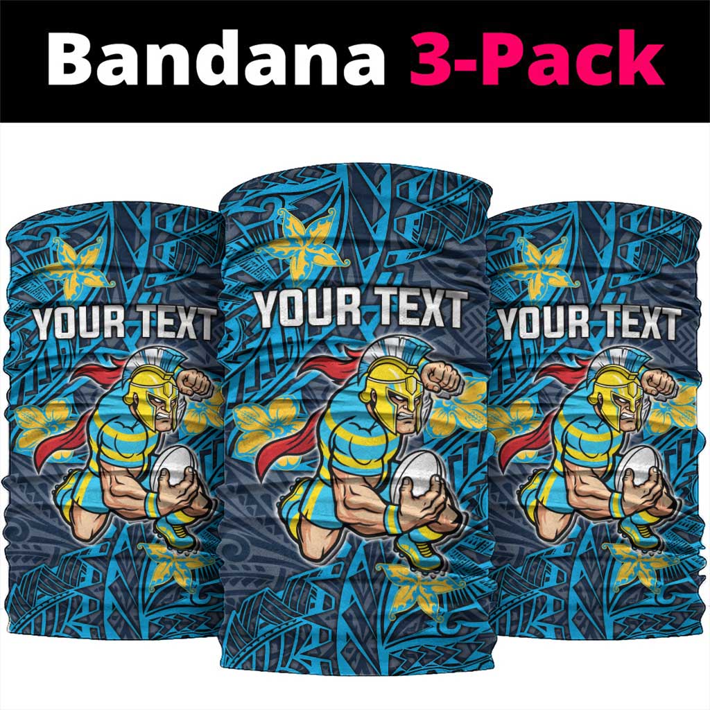 Personalised Gold Coast Titans Neck Gaiter Polynesian Tribal Pattern With Rugby Titan Mascot Art