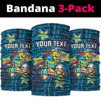 Personalised Gold Coast Titans Neck Gaiter Polynesian Tribal Pattern With Rugby Titan Mascot Art