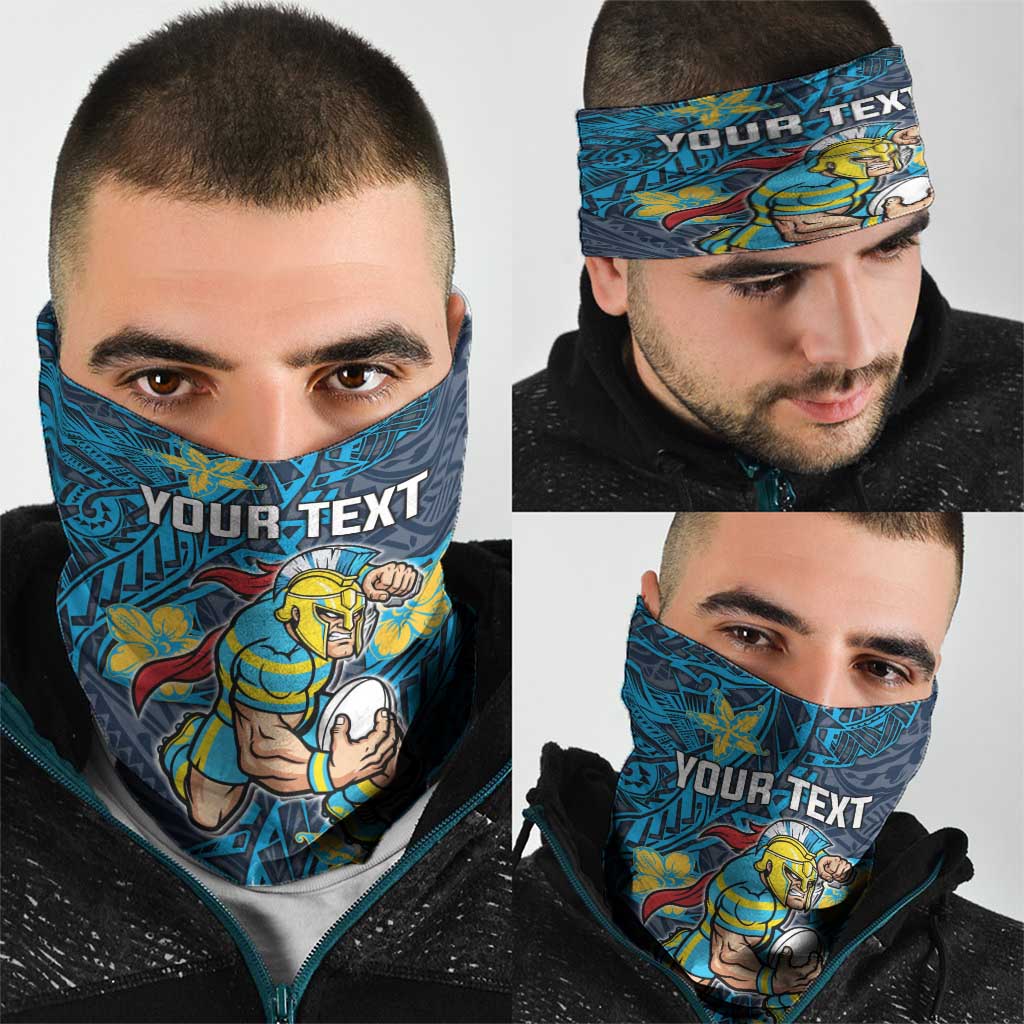 Personalised Gold Coast Titans Neck Gaiter Polynesian Tribal Pattern With Rugby Titan Mascot Art