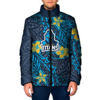 Personalised Gold Coast Titans Padded Jacket Polynesian Tribal Pattern With Rugby Titan Mascot Art