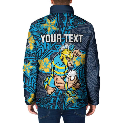 Personalised Gold Coast Titans Padded Jacket Polynesian Tribal Pattern With Rugby Titan Mascot Art