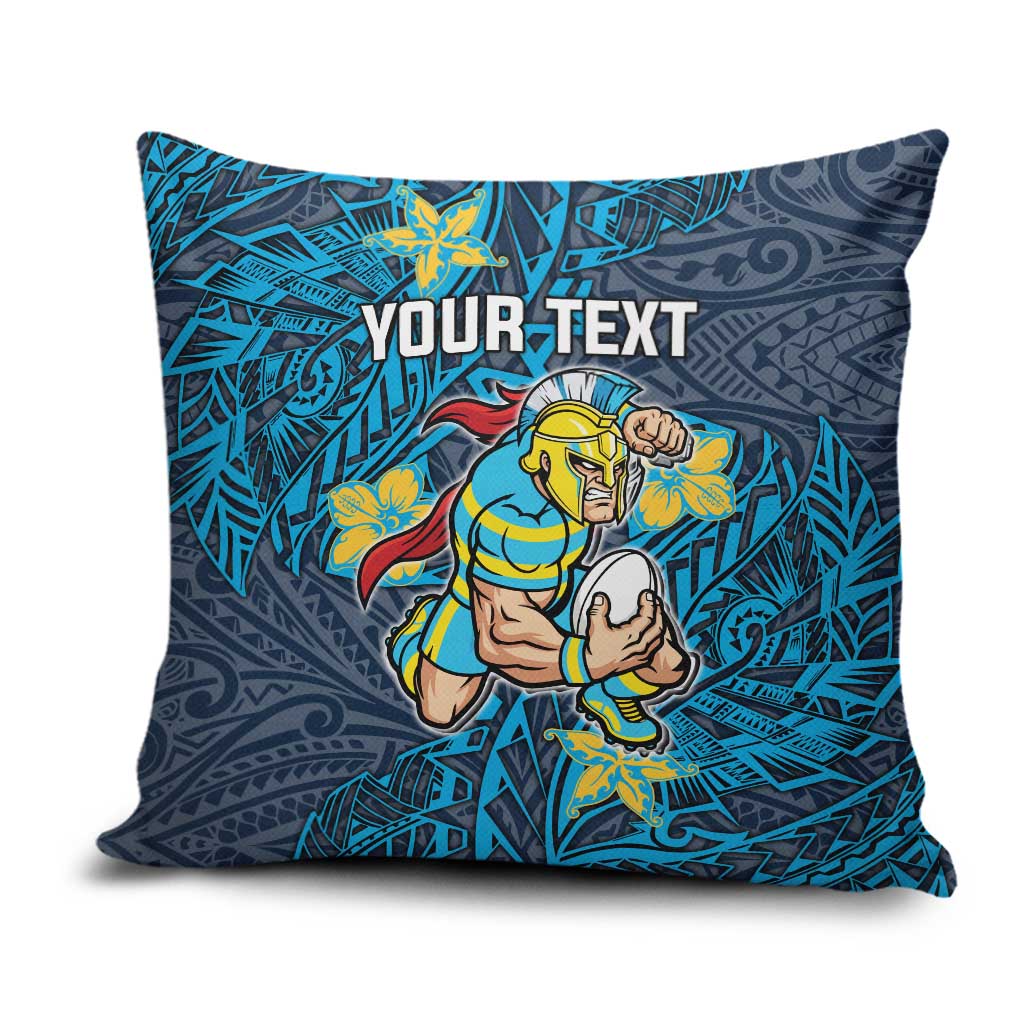 Personalised Gold Coast Titans Pillow Cover Polynesian Tribal Pattern With Rugby Titan Mascot Art
