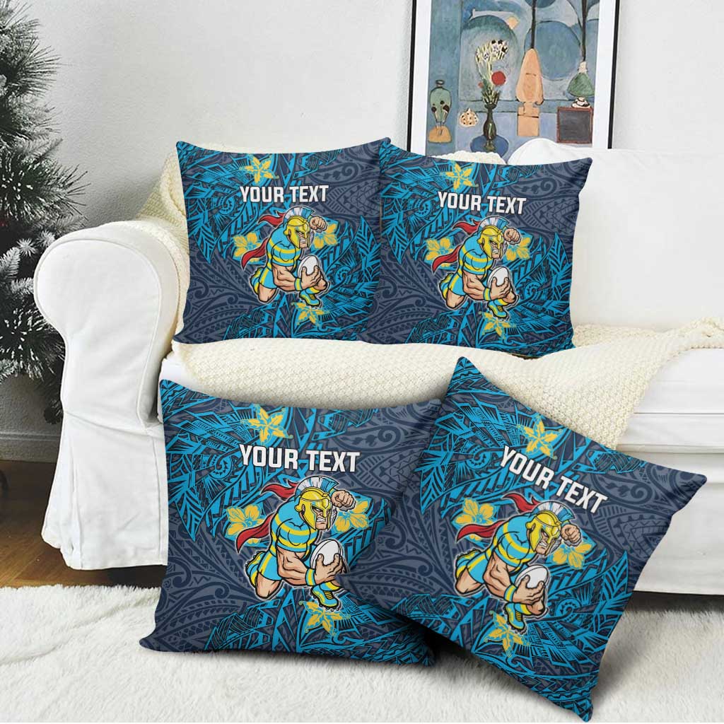 Personalised Gold Coast Titans Pillow Cover Polynesian Tribal Pattern With Rugby Titan Mascot Art