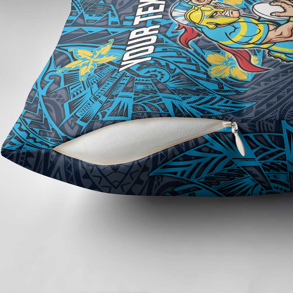 Personalised Gold Coast Titans Pillow Cover Polynesian Tribal Pattern With Rugby Titan Mascot Art
