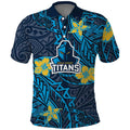 Personalised Gold Coast Titans Polo Shirt Polynesian Tribal Pattern With Rugby Titan Mascot Art