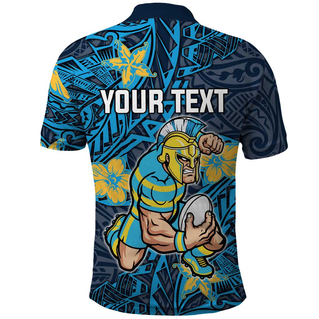 Personalised Gold Coast Titans Polo Shirt Polynesian Tribal Pattern With Rugby Titan Mascot Art