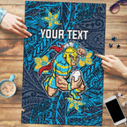 Personalised Gold Coast Titans Puzzle Polynesian Tribal Pattern With Rugby Titan Mascot Art