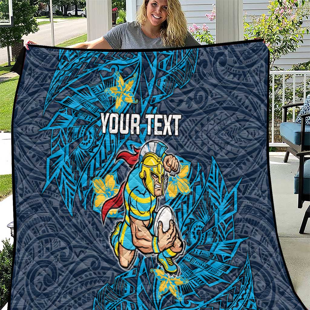 Personalised Gold Coast Titans Quilt Polynesian Tribal Pattern With Rugby Titan Mascot Art