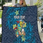 Personalised Gold Coast Titans Quilt Polynesian Tribal Pattern With Rugby Titan Mascot Art