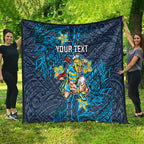 Personalised Gold Coast Titans Quilt Polynesian Tribal Pattern With Rugby Titan Mascot Art