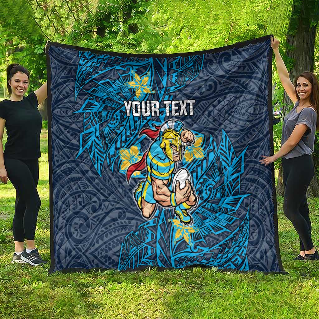Personalised Gold Coast Titans Quilt Polynesian Tribal Pattern With Rugby Titan Mascot Art