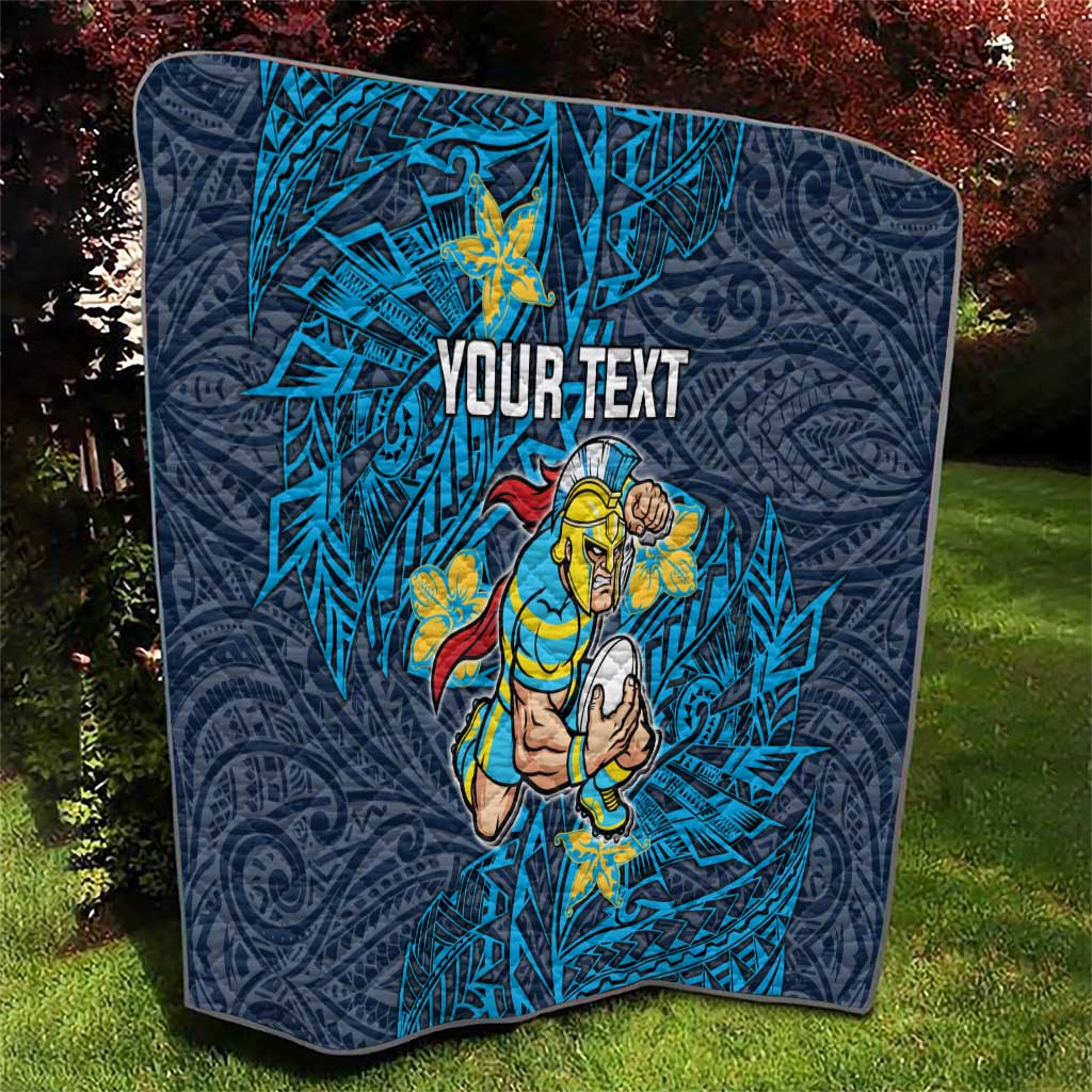 Personalised Gold Coast Titans Quilt Polynesian Tribal Pattern With Rugby Titan Mascot Art