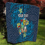 Personalised Gold Coast Titans Quilt Polynesian Tribal Pattern With Rugby Titan Mascot Art