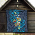 Personalised Gold Coast Titans Quilt Polynesian Tribal Pattern With Rugby Titan Mascot Art