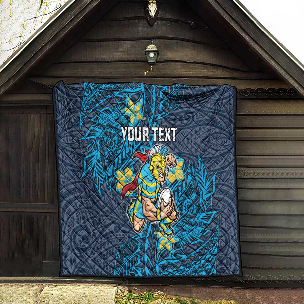 Personalised Gold Coast Titans Quilt Polynesian Tribal Pattern With Rugby Titan Mascot Art