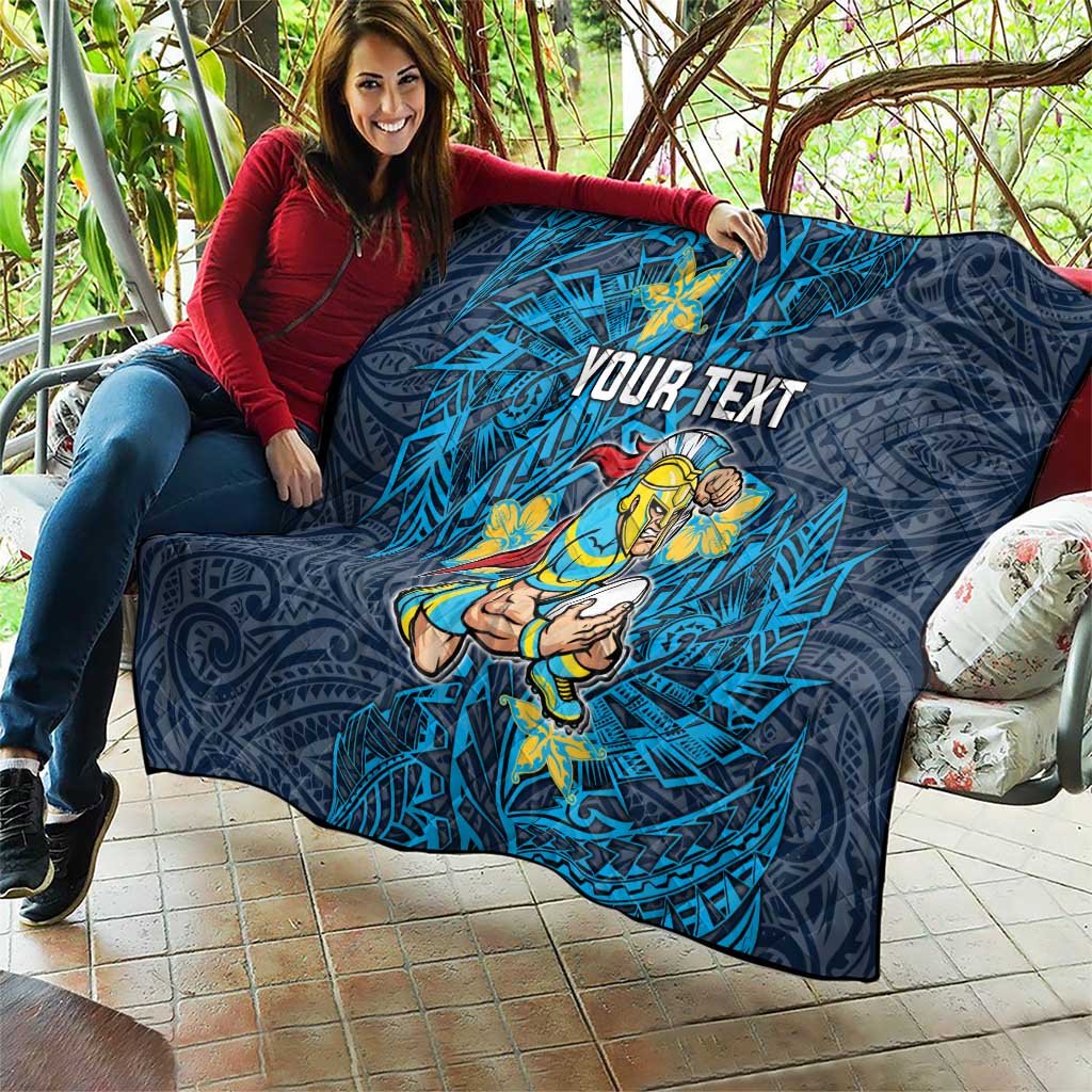 Personalised Gold Coast Titans Quilt Polynesian Tribal Pattern With Rugby Titan Mascot Art