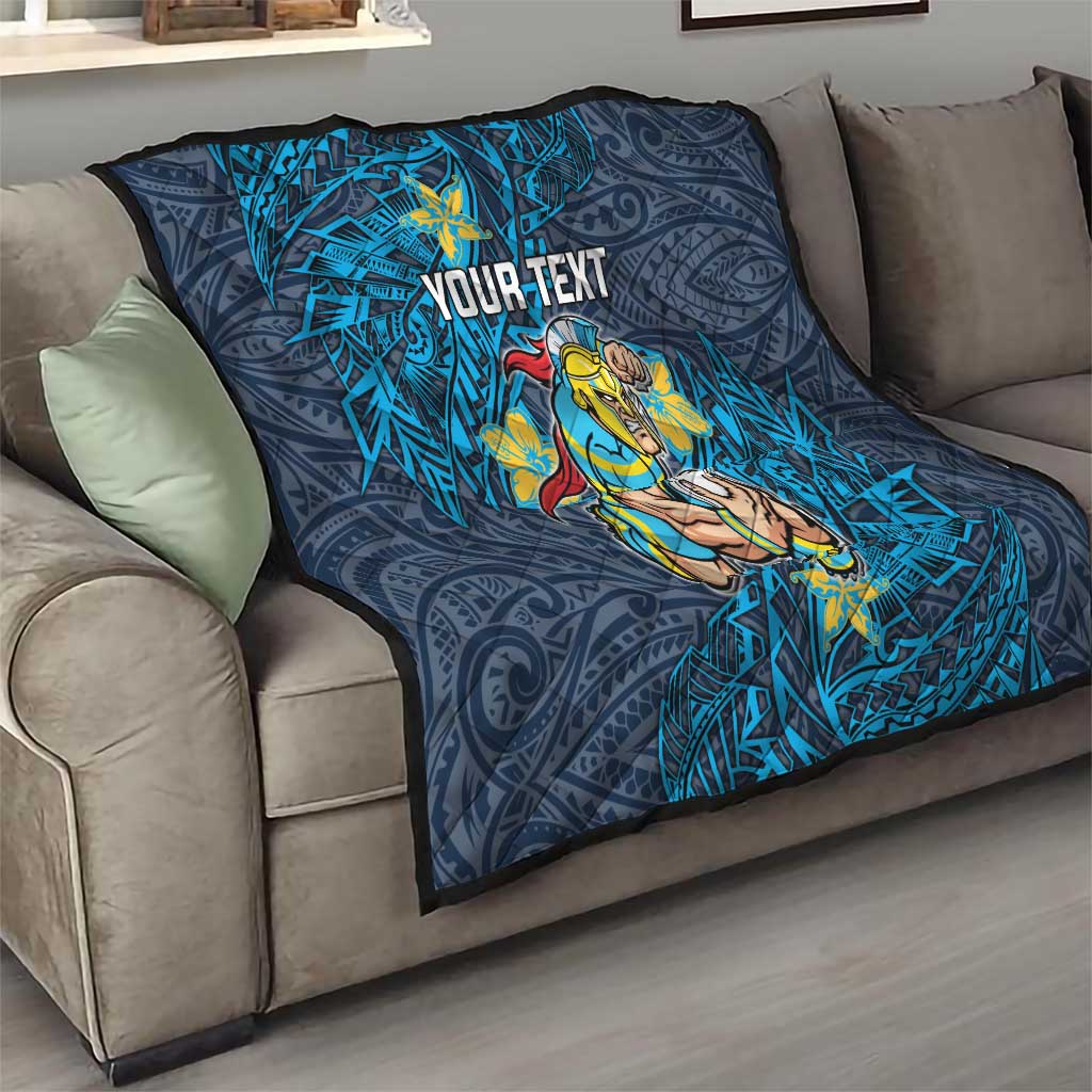 Personalised Gold Coast Titans Quilt Polynesian Tribal Pattern With Rugby Titan Mascot Art