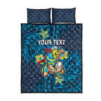 Personalised Gold Coast Titans Quilt Bed Set Polynesian Tribal Pattern With Rugby Titan Mascot Art