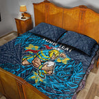 Personalised Gold Coast Titans Quilt Bed Set Polynesian Tribal Pattern With Rugby Titan Mascot Art