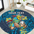 Personalised Gold Coast Titans Round Carpet Polynesian Tribal Pattern With Rugby Titan Mascot Art