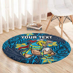 Personalised Gold Coast Titans Round Carpet Polynesian Tribal Pattern With Rugby Titan Mascot Art