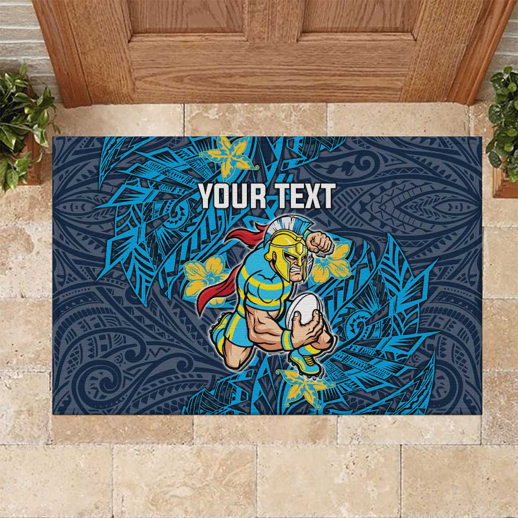 Personalised Gold Coast Titans Rubber Doormat Polynesian Tribal Pattern With Rugby Titan Mascot Art