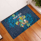 Personalised Gold Coast Titans Rubber Doormat Polynesian Tribal Pattern With Rugby Titan Mascot Art