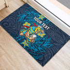 Personalised Gold Coast Titans Rubber Doormat Polynesian Tribal Pattern With Rugby Titan Mascot Art