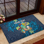 Personalised Gold Coast Titans Rubber Doormat Polynesian Tribal Pattern With Rugby Titan Mascot Art