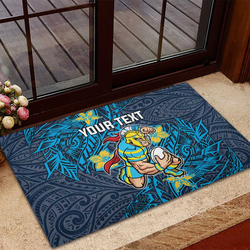 Personalised Gold Coast Titans Rubber Doormat Polynesian Tribal Pattern With Rugby Titan Mascot Art