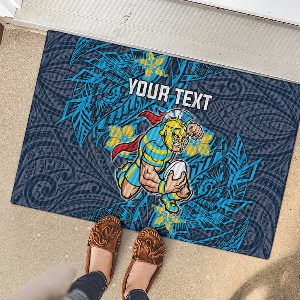 Personalised Gold Coast Titans Rubber Doormat Polynesian Tribal Pattern With Rugby Titan Mascot Art