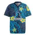 Personalised Gold Coast Titans Rugby Jersey Polynesian Tribal Pattern With Rugby Titan Mascot Art