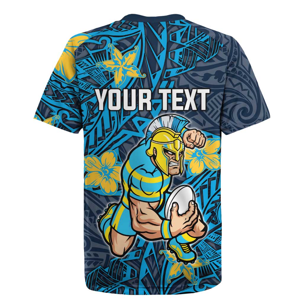 Personalised Gold Coast Titans Rugby Jersey Polynesian Tribal Pattern With Rugby Titan Mascot Art