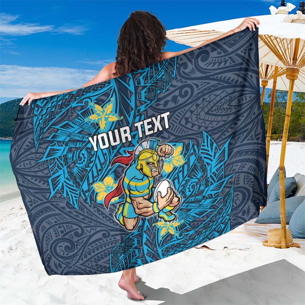 Personalised Gold Coast Titans Sarong Polynesian Tribal Pattern With Rugby Titan Mascot Art