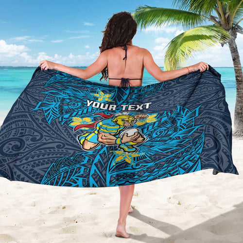 Personalised Gold Coast Titans Sarong Polynesian Tribal Pattern With Rugby Titan Mascot Art