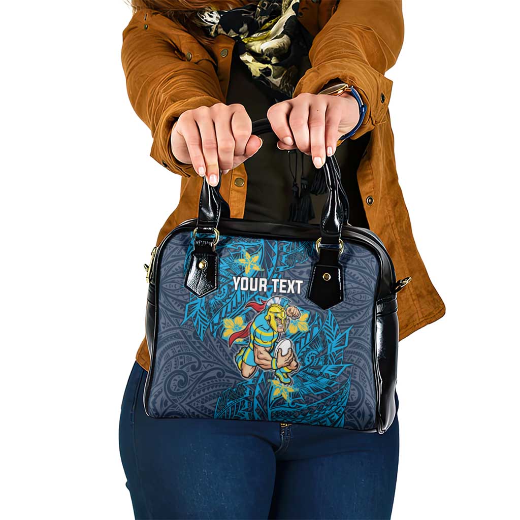 Personalised Gold Coast Titans Shoulder Handbag Polynesian Tribal Pattern With Rugby Titan Mascot Art