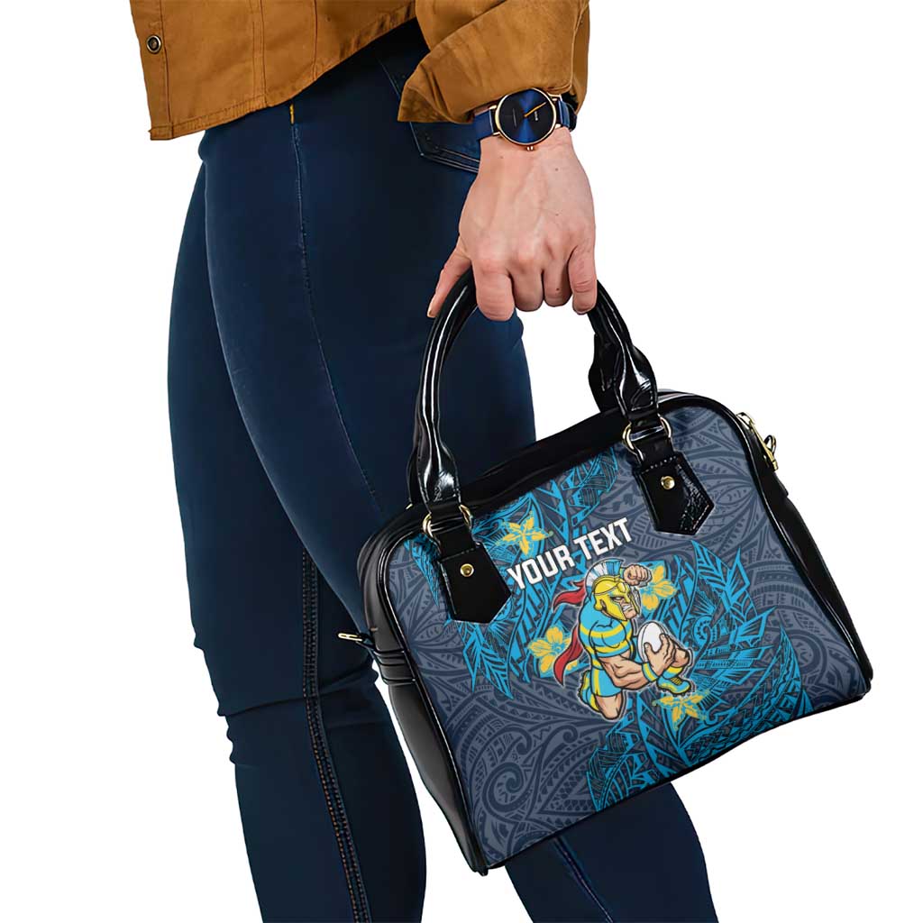 Personalised Gold Coast Titans Shoulder Handbag Polynesian Tribal Pattern With Rugby Titan Mascot Art