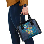 Personalised Gold Coast Titans Shoulder Handbag Polynesian Tribal Pattern With Rugby Titan Mascot Art