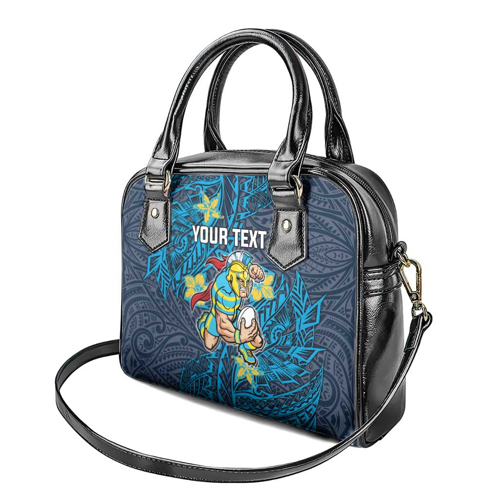 Personalised Gold Coast Titans Shoulder Handbag Polynesian Tribal Pattern With Rugby Titan Mascot Art