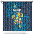 Personalised Gold Coast Titans Shower Curtain Polynesian Tribal Pattern With Rugby Titan Mascot Art