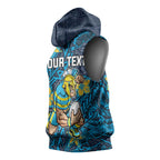 Personalised Gold Coast Titans Sleeveless Hoodie Polynesian Tribal Pattern With Rugby Titan Mascot Art