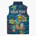Personalised Gold Coast Titans Sleeveless Puffer Jacket Polynesian Tribal Pattern With Rugby Titan Mascot Art