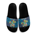 Personalised Gold Coast Titans Slide Sandals Polynesian Tribal Pattern With Rugby Titan Mascot Art